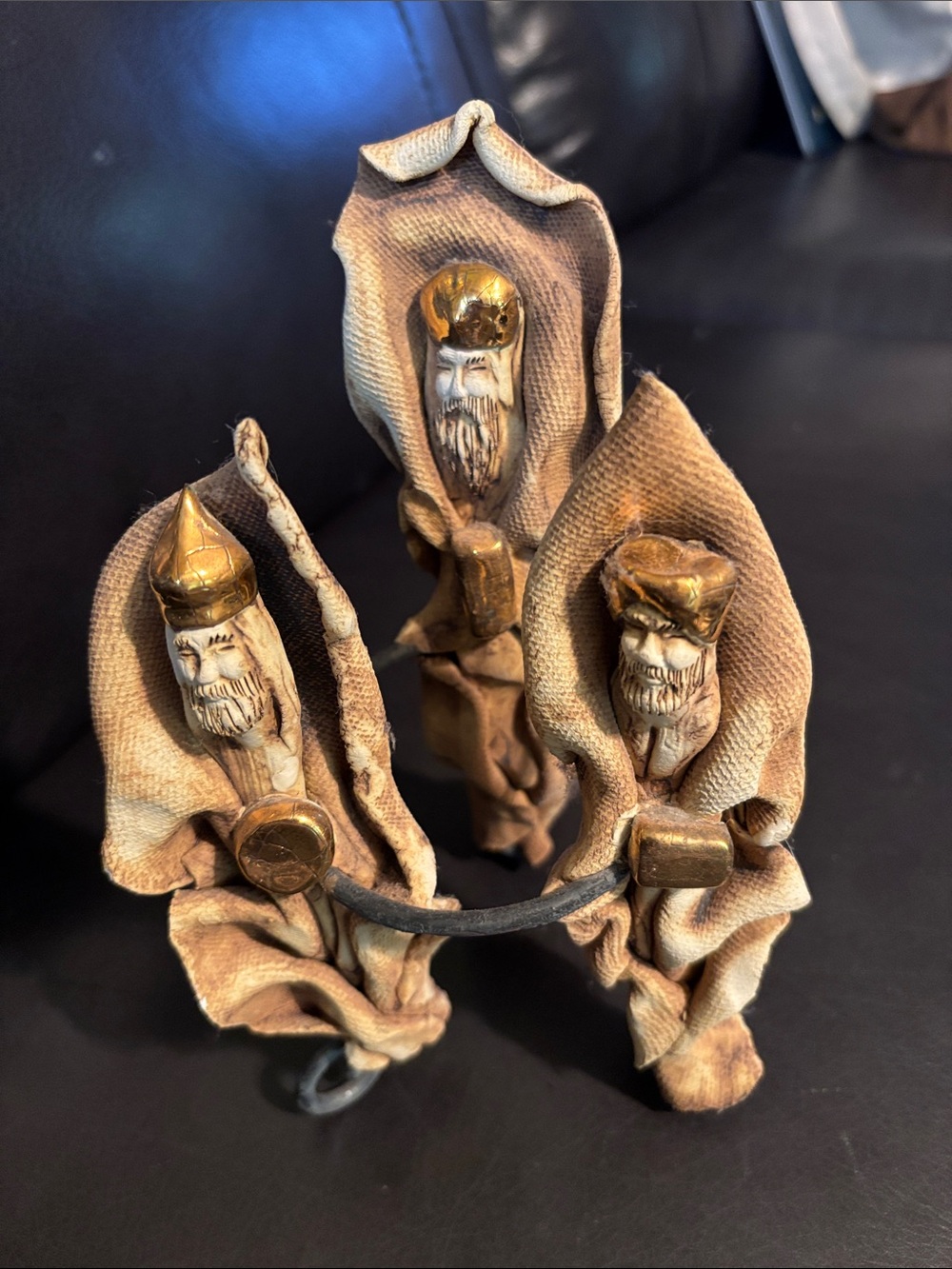 Vintage-Inspired Three Wise Men Accent - Brown & Gold